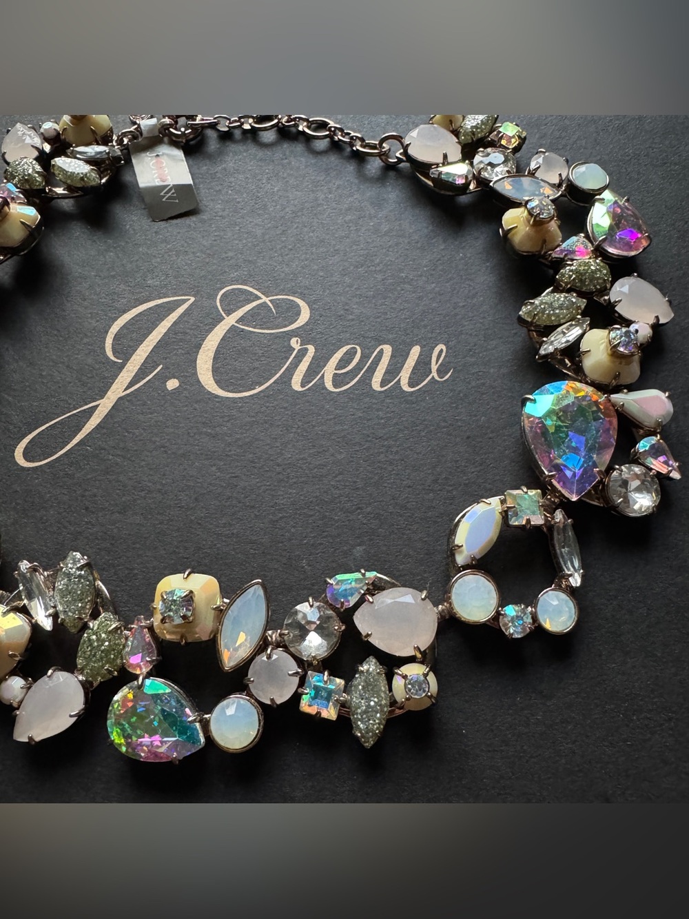 J. Crew Milky Iridescent Crystal Cluster Necklace - Picture 6 of 8